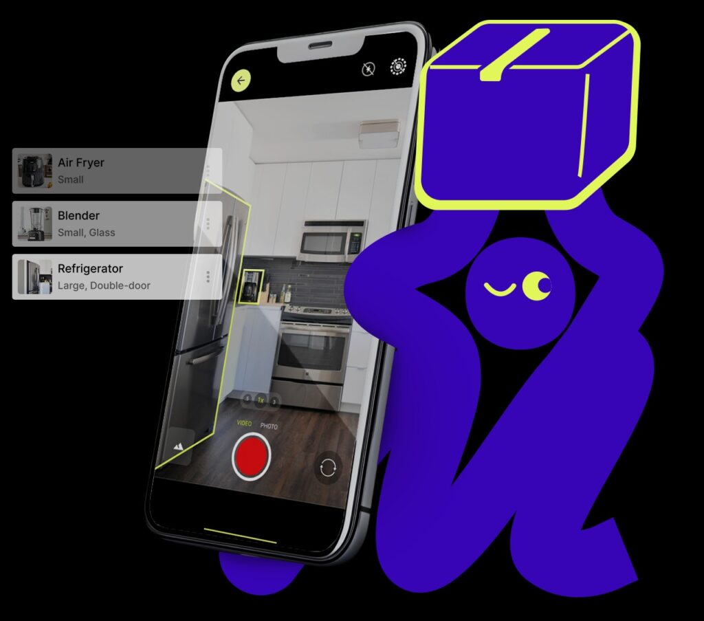 AI moving app dashboard showing predictive moving estimate