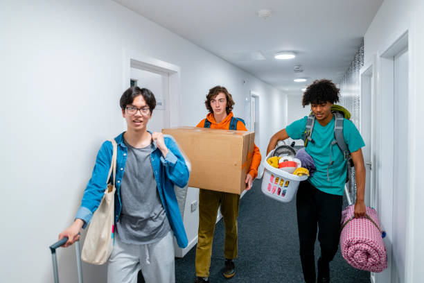 Rutgers dorm move-out hallway during finals week